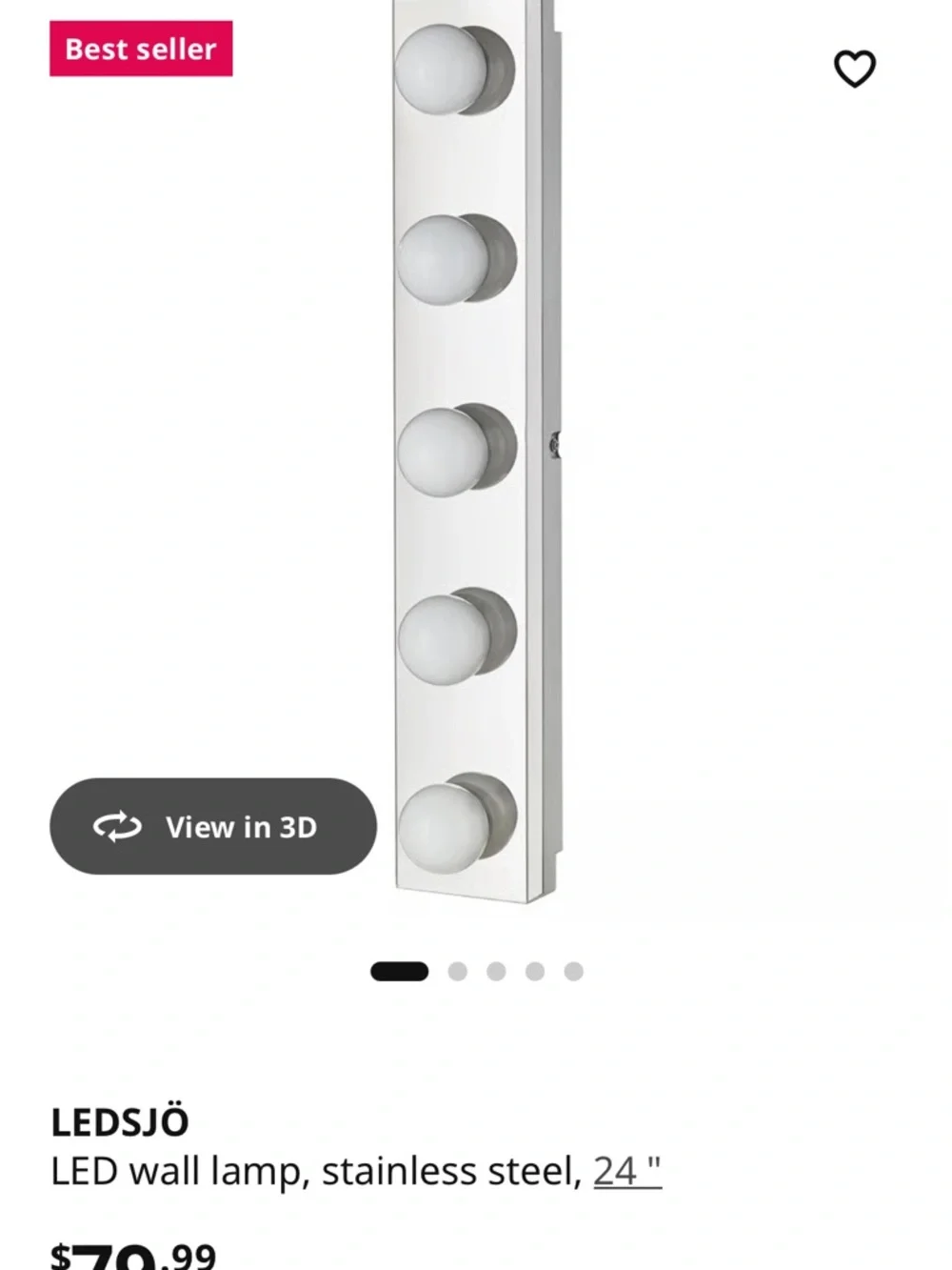 IKEA LED Wall Light in Stainless Steel and White